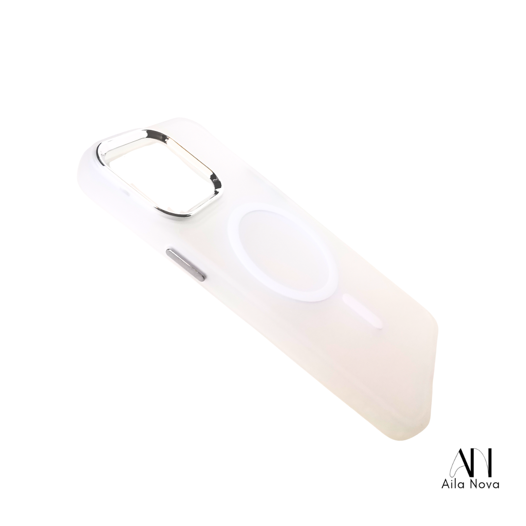 Funda Magnética iPhone 15 PRO MAX – Acabado Mate Translúcido (Blanco y Negro)