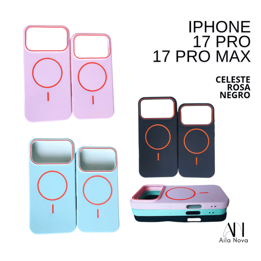 Funda MagSafe Soft Touch iPhone 17 PRO – Rosa, Celeste, Negro
