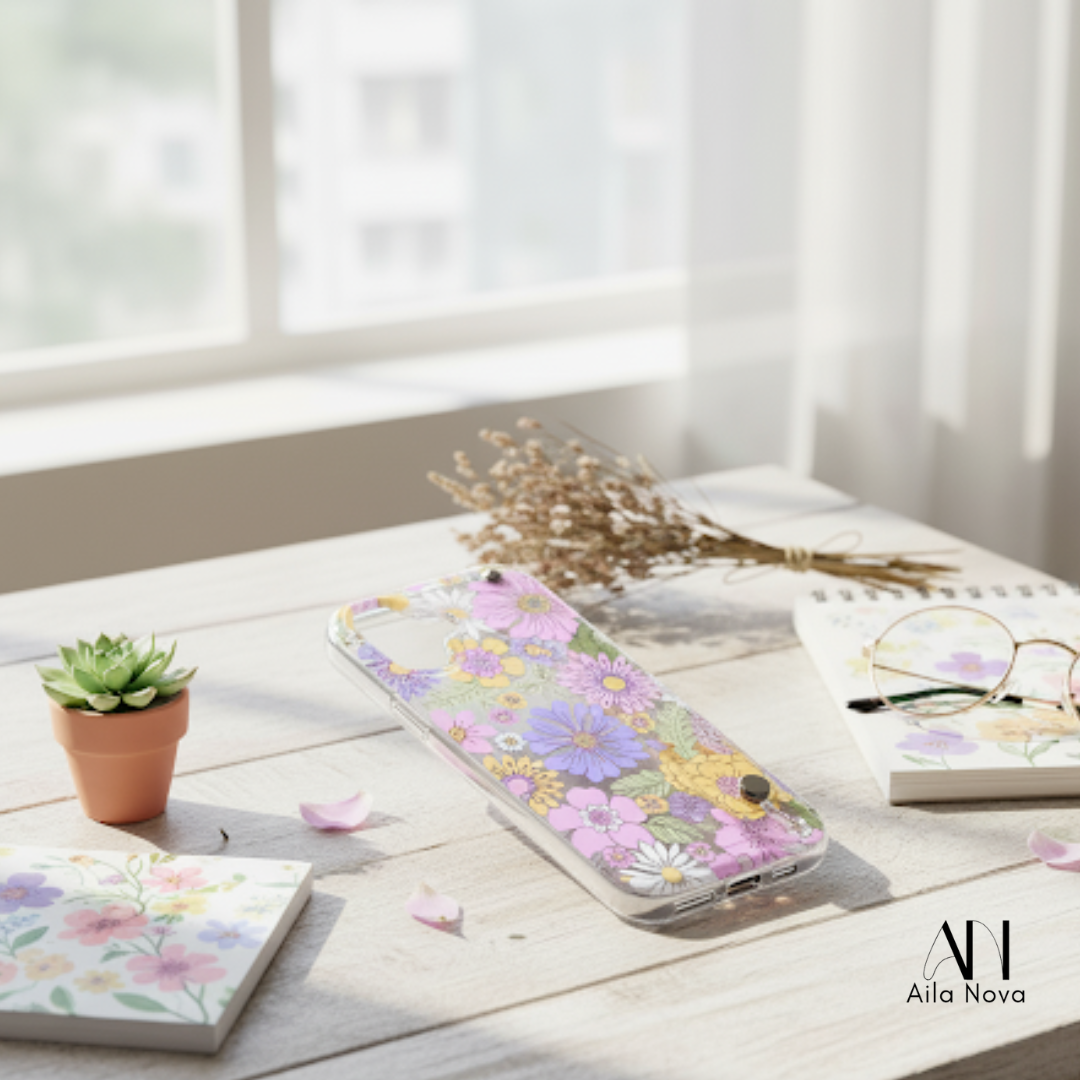 Funda Floral con Asa para iPhone 16 | Diseño Estilo Flores | Protección + Correa de Mano | Carcasa Antigolpes