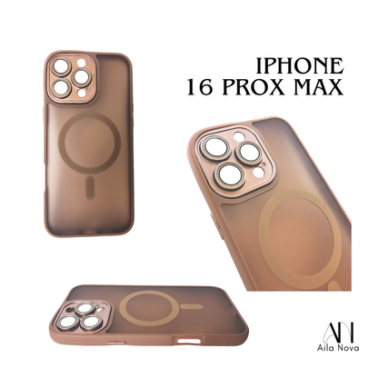Funda Magnética Matte Frosted – iPhone 16 PRO MAX (Azul / Marrón / Negro)