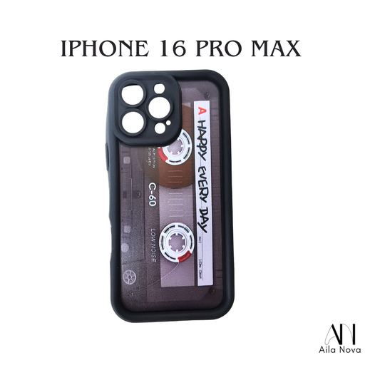 Funda Retro para iPhone 16 PRO MAX – Diseño Cassette Vintage | Carcasa Antigolpes + Estilo Único