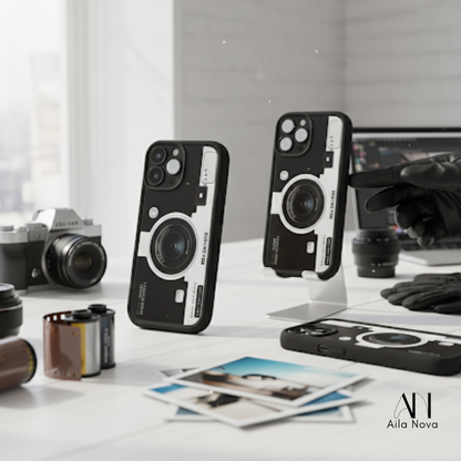 Funda iPhone 15 – Diseño Cámara Retro | Protección + Estilo Vintage