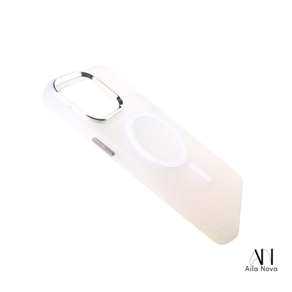 Funda Magnética iPhone 15 PRO MAX – Acabado Mate Translúcido (Blanco y Negro)