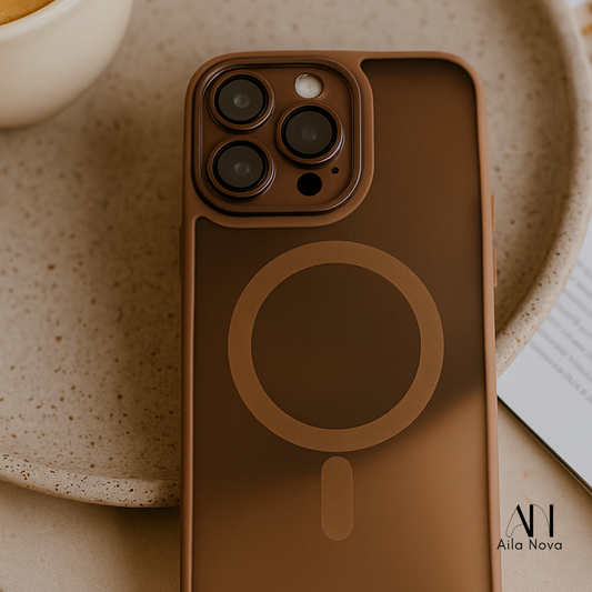 Funda Magnética Matte Frosted – iPhone 16 PRO MAX (Azul / Marrón / Negro)
