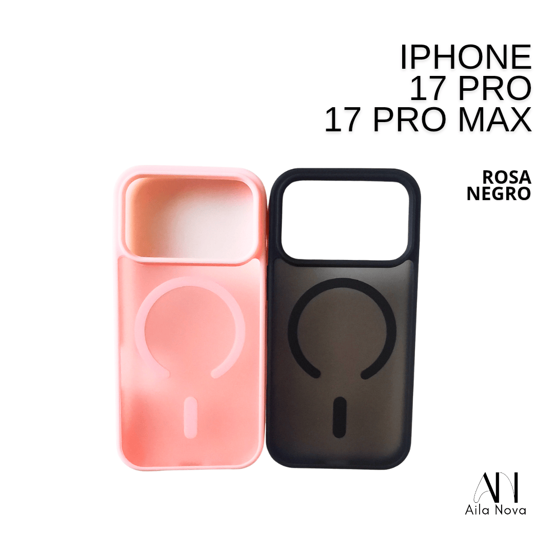 Funda Soft Touch MagSafe iPhone 17 PRO MAX – Rosa y Negro | Antigolpes
